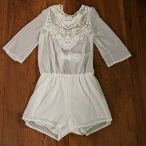 ROMPER sheer white with lace detailing